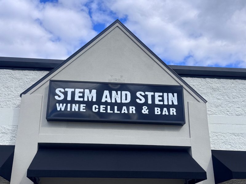 The Stem and Stein storefront, Wine Cellar & Bar sign above the door